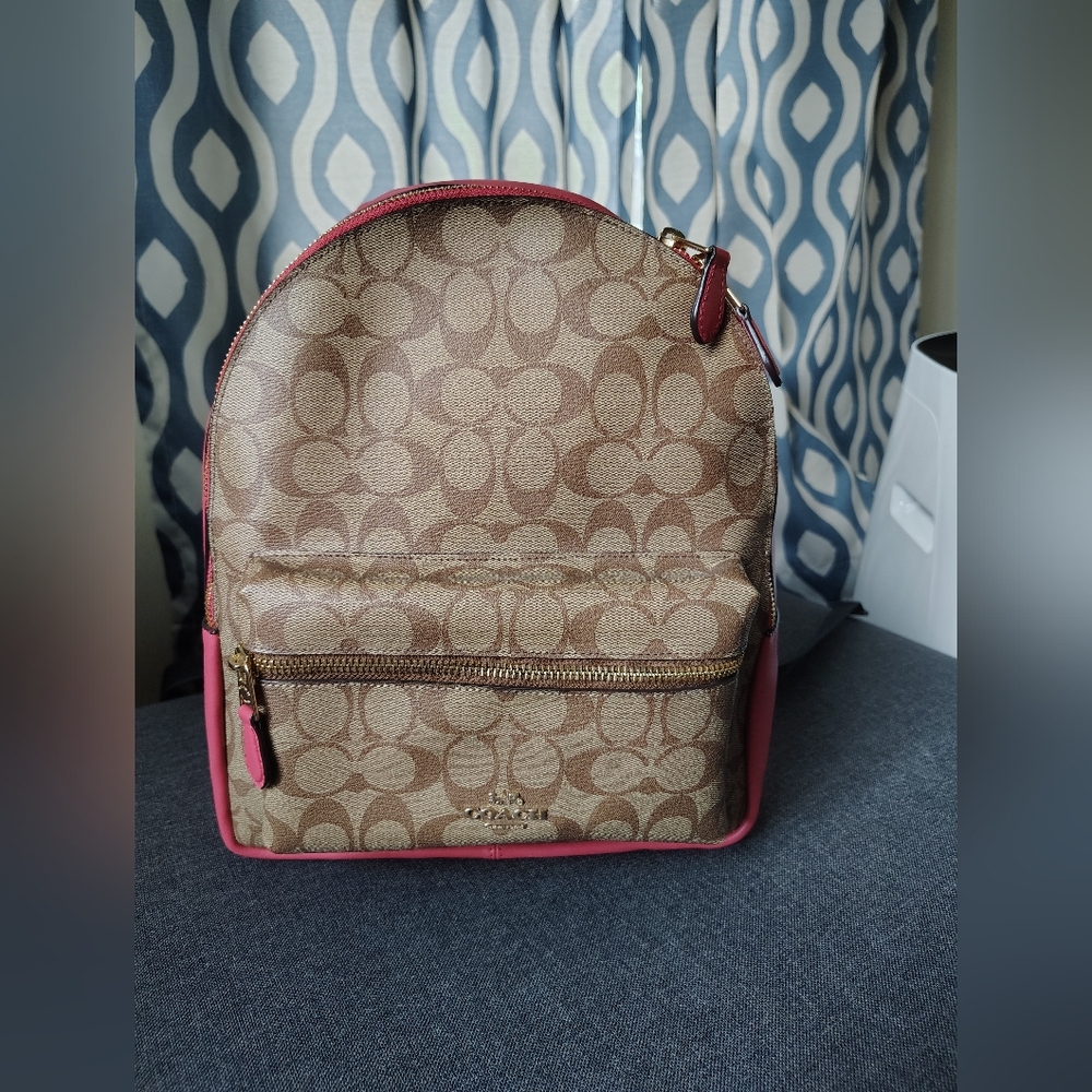 Coach Tan and Pink Backpack